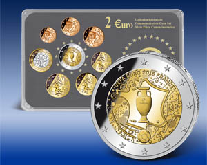  2 Euro-Gedenkmünzensatz Frankreich "Fußball-Europameisterschaft 2016"