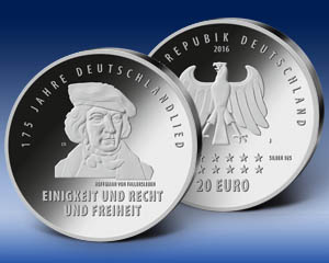 20 Euro-Gedenkmünze "175 Jahre Deutschlandlied" 2016