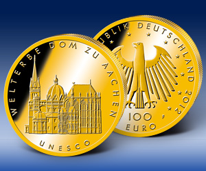 Euro-Goldmünze "100 Euro Aachener Dom, 2012"