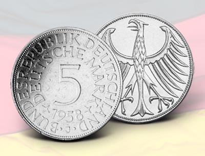5 DM-Münzen der Bundesrepublik Deutschland