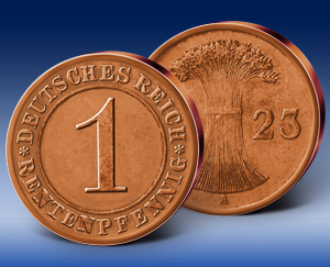 Originalmünze 1 Rentenpfennig Deutschland 1923-1924