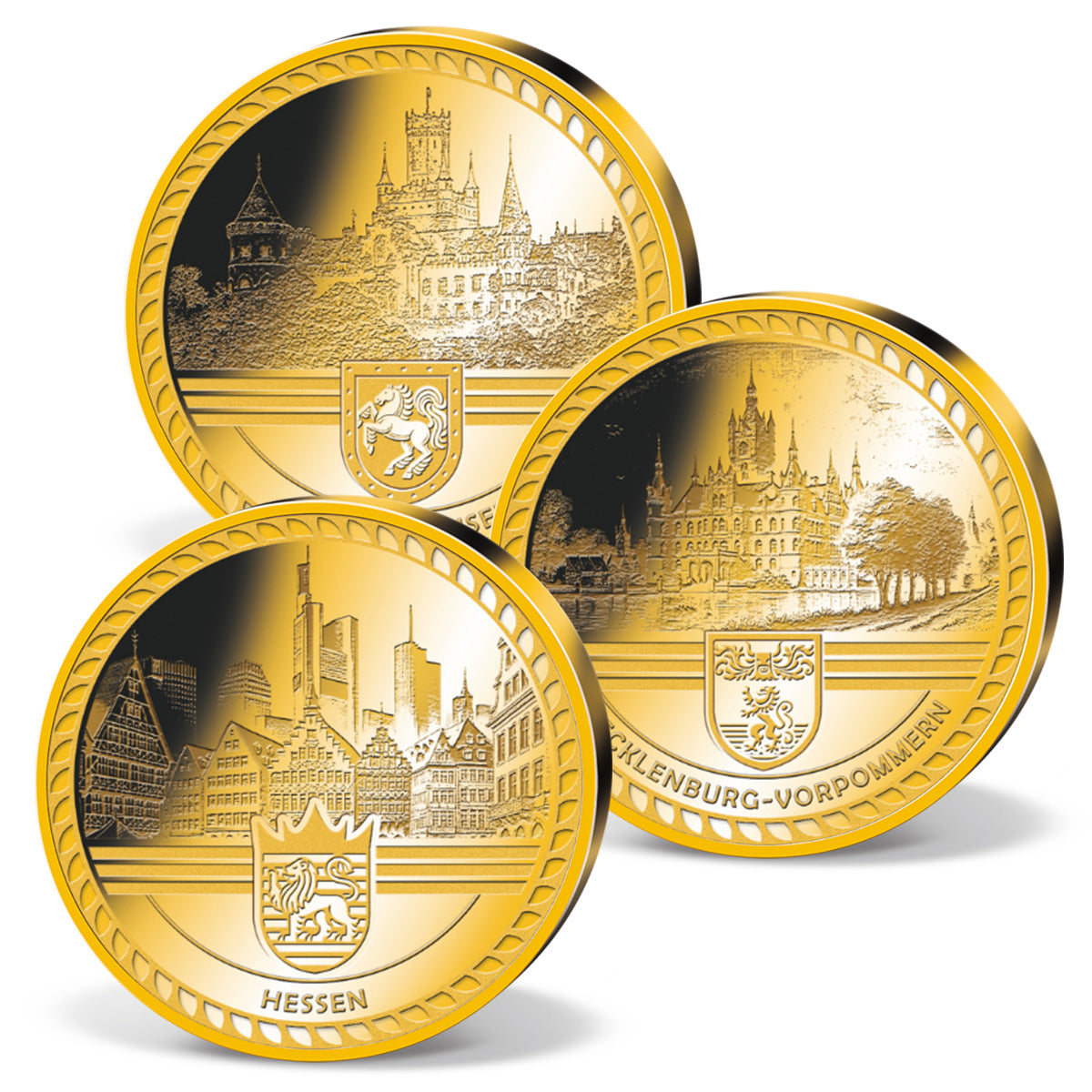 Produktbild von 16er 1/500 Unze Feingold-Münzen Komplett-Set 'Deutschland Edition'