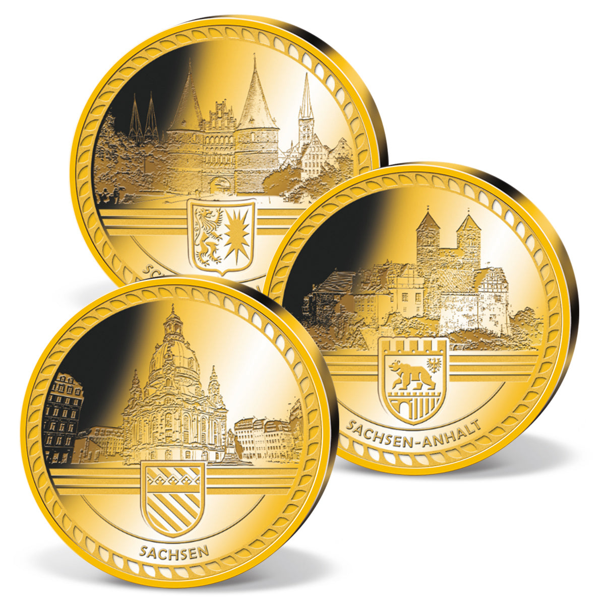 Produktbild von 16er 1/500 Unze Feingold-Münzen Komplett-Set 'Deutschland Edition'