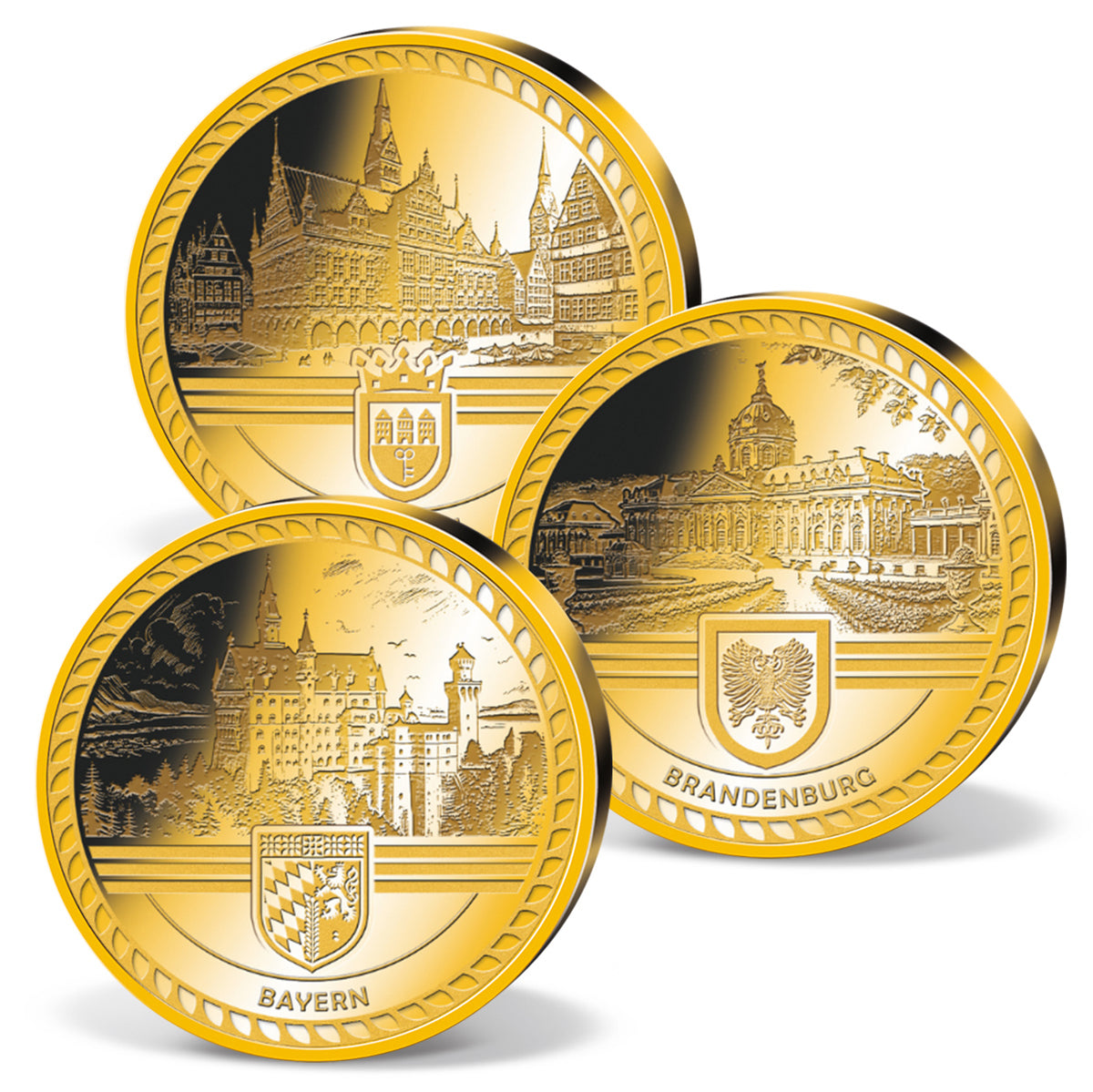 Produktbild von 16er 1/500 Unze Feingold-Münzen Komplett-Set 'Deutschland Edition'