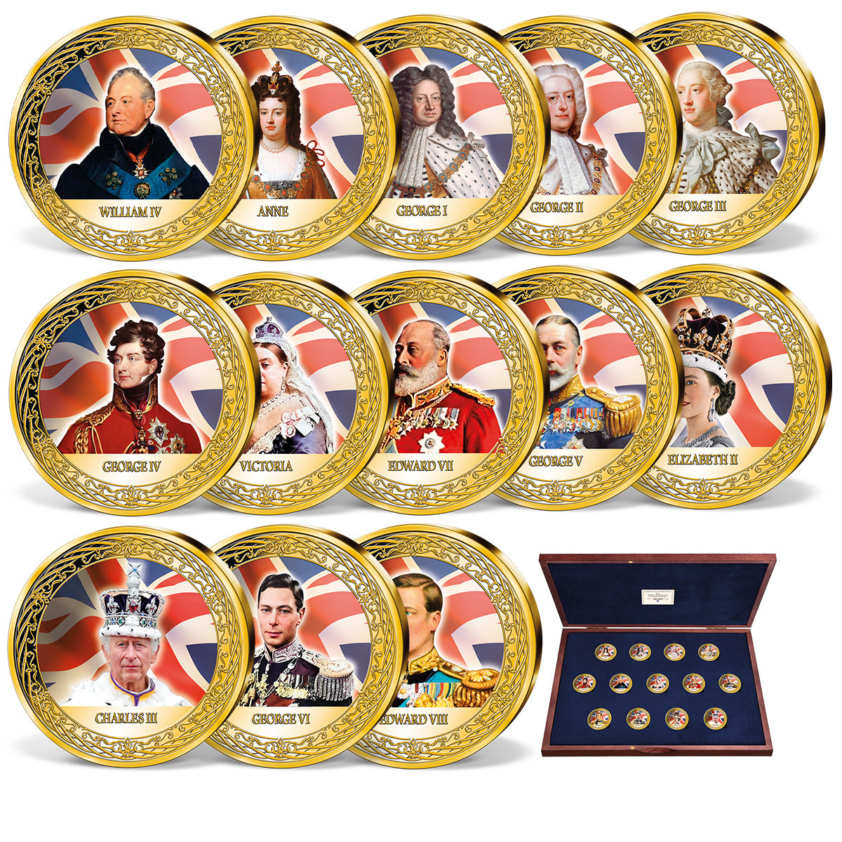 Produktbild von 13er Komplett-Set 'Großbritanniens Könige und Königinnen'