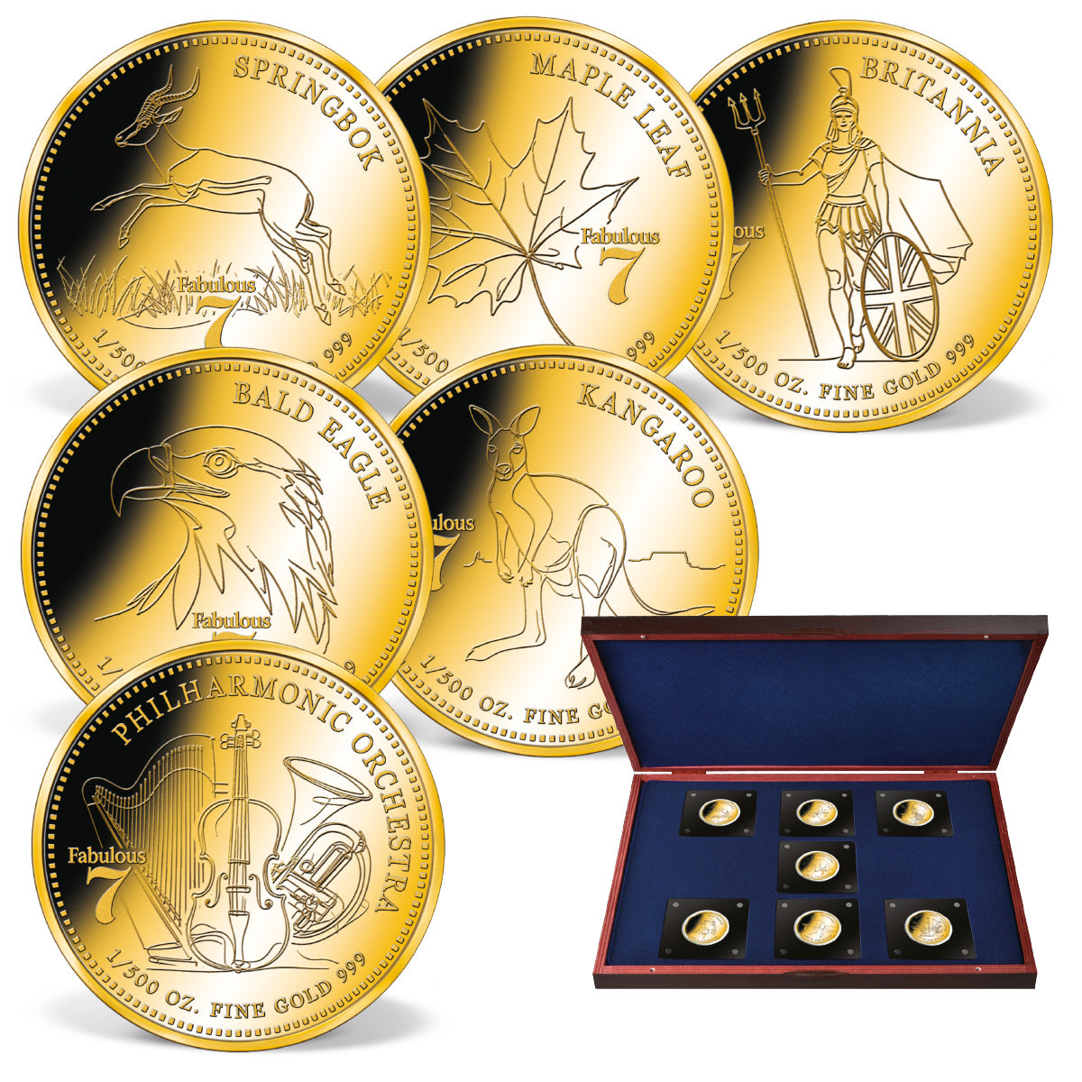 Produktbild von 7er 1/500 Unze Feingold-Münzen-Set 'Fabulous Seven'