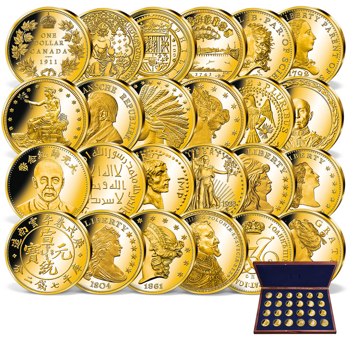 Produktbild von 24er Komplett-Set 'Die teuersten Münzen der Welt'