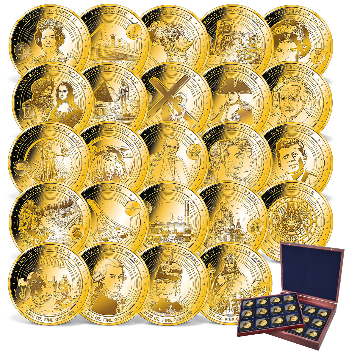 Produktbild von 24er 1/500 oz Feingold-Set 'Höhepunkte der Geschichte'