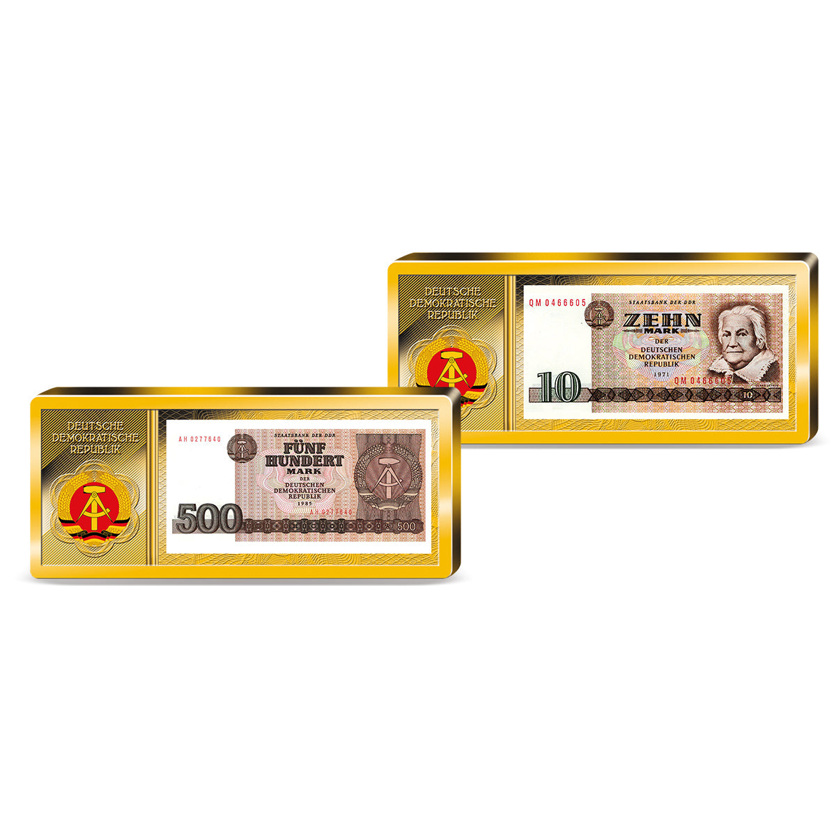 Produktbild von 26er Komplett-Set 'DDR Banknoten' im Barrenformat'