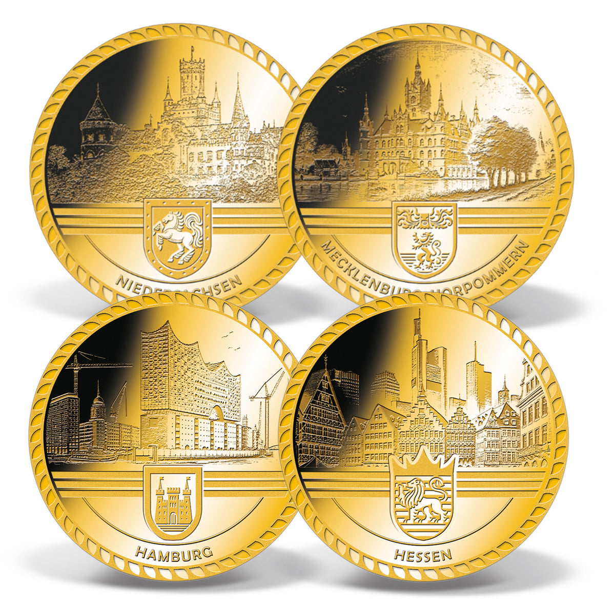 Produktbild von 16er 1/500 Unze Feingold-Münzen Komplett-Set 'Deutschland Edition'