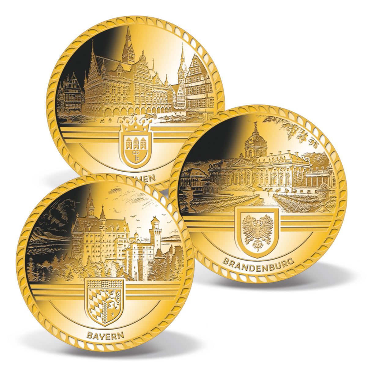 Produktbild von 16er 1/500 Unze Feingold-Münzen Komplett-Set 'Deutschland Edition'