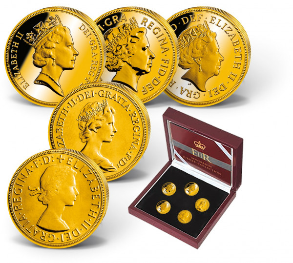 5er Goldmünzen-Set Sovereign Vereinigtes Königreich "Queen Elizabeth II." DE_2460179_1