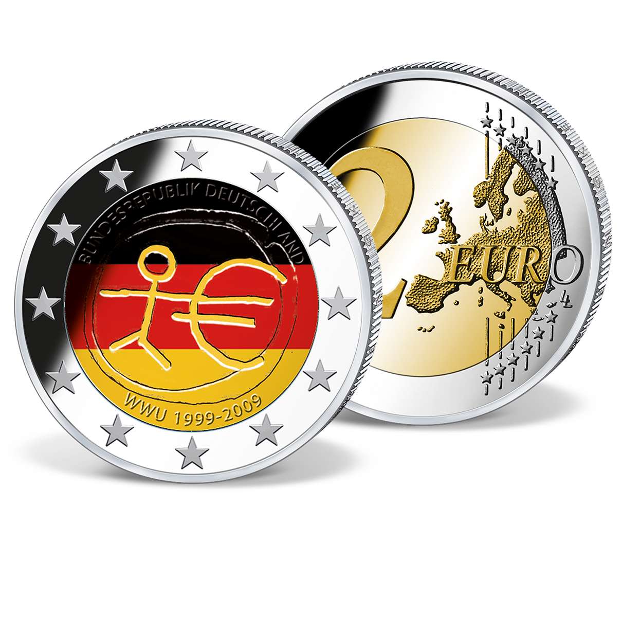 2 Euro Gedenkmünze Deutschland 10 Jahre Euro in Farbe | 2 Euro