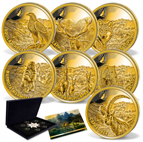 7er Komplett-Set Goldmünzen "Fauna Alpina" DE_1739388_1