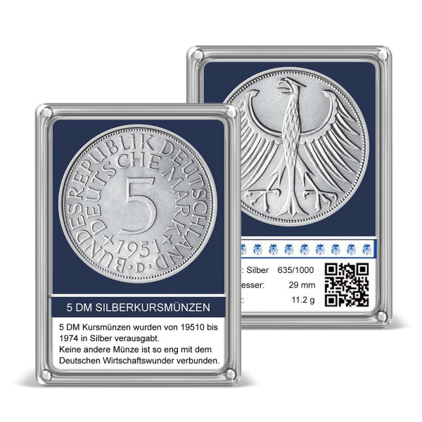 5 DM Kursmünze Deutschland "Silberfünfer" 1951 D in Sonderverpackung DE_2731001_1