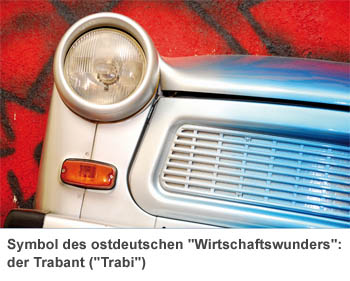 Symbol des ostdeutschen "Wirtschaftswunders": der Trabant ("Trabi")