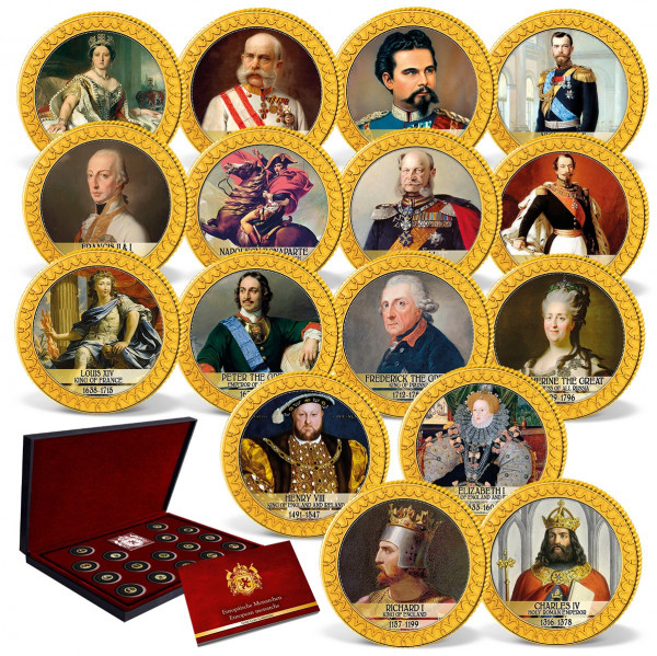 16er Komplett-Set Goldmünzen "Europäische Monarchen" DE_1739437_1