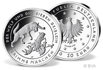 20 Euro Silber-Gedenkmünze "Der Wolf und die sieben Geißlein" (Serie "Grimms Märchen")