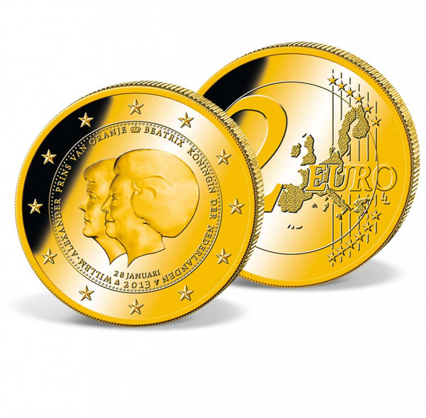 2 Euro Gedenkmünze Niederlande Beatrix und Willem 2013 vergoldet DE_2719422_1