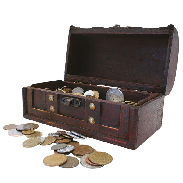 Schatzkiste mit Münzen aus allen fünf Kontinenten DE_2520015_1