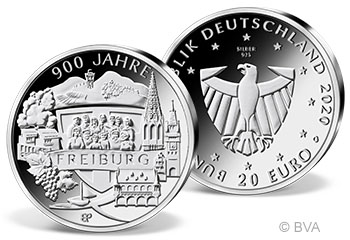 20 Euro Silber-Gedenkmünze zum Stadtjubiläum "900 Jahre Freiburg"