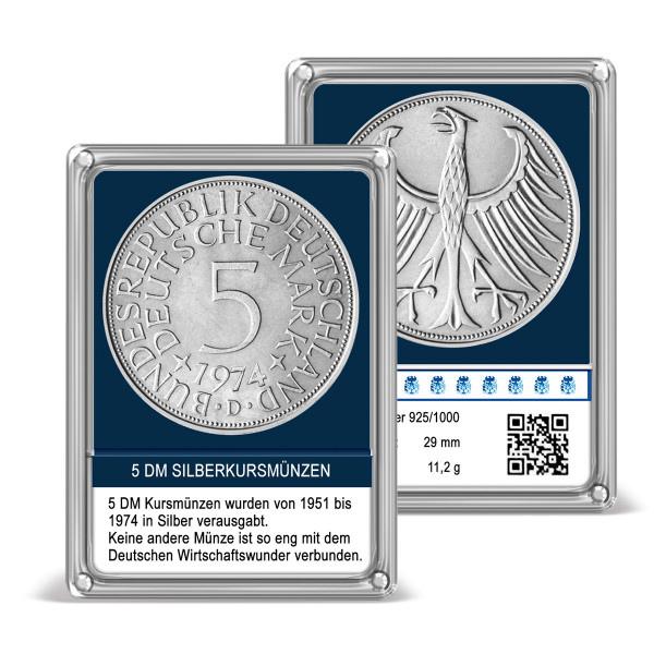 5 DM Kursmünze Deutschland "Silberfünfer" 1974 D in Sonderverpackung DE_2731069_1