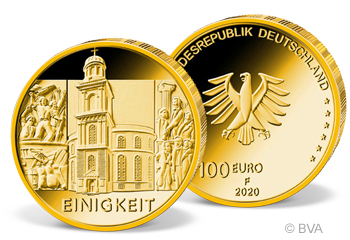 100 Euro Goldmünze "Einigkeit" aus der Serie "Säulen der Demokratie" Deutschland, 2020