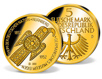 Goldprägung 5 Deutsche Mark Germanisches Museum 11mm