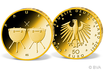 50 Euro Goldmünze "Pauke" aus der Serie "Musikinstrumente"