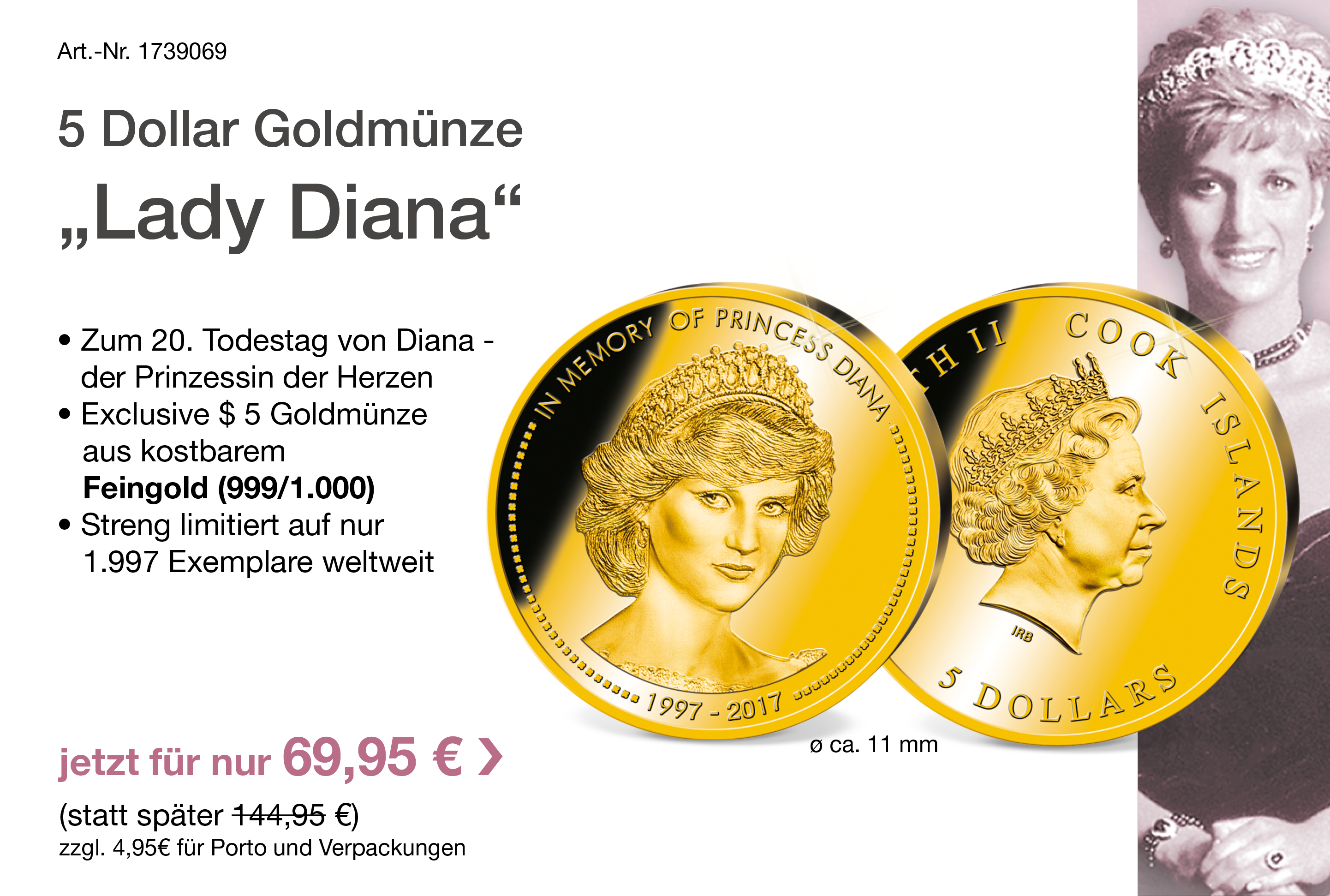 $5 Goldmünze „Lady Diana“