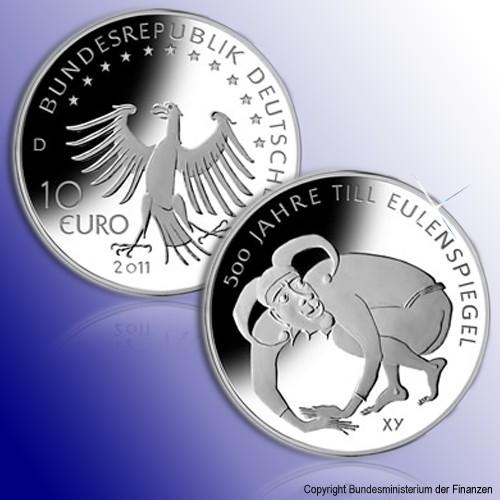 Bekanntestes Erkennungszeichen Eulenspiegels: Die mit Schellen besetzte Narrenkappe ist auch auf der neuen 10 Euro-Gedenkmünze verewigt.