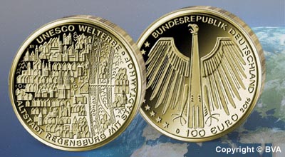 100 Euro Gold-Gedenkmünze „UNESCO Welterbe - Altstadt Regensburg“