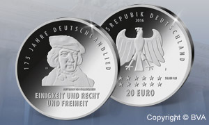 20-Euro-Silbergedenkmünze „175 Jahre Deutschlandlied“