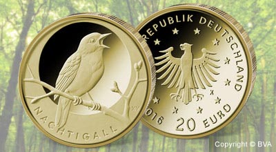 20-Euro-Goldmünze „Nachtigall“