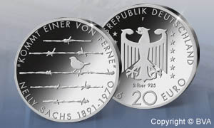 20-Euro-Silbergedenkmünze „125. Geburtstag Nelly Sachs“