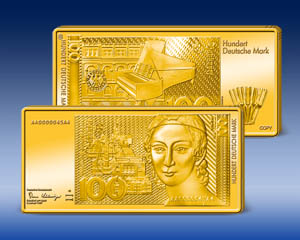 Barrenprägung 100 DM-Banknote