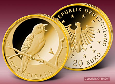 Am 23. Juni startet die neue 20 Euro-Goldmünzen-Serie „Heimische Vögel“ mit der Ausgabe „Nachtigall“ – Jetzt vorbestellen!